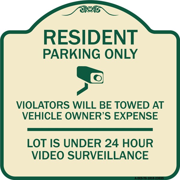 Reserved Parking Resident Parking Only Violators Will Be Towed at Owners Expense Lot, TG-1818-23035